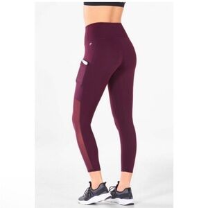 Fabletics PowerHold Burgundy High Waisted Pocket Leggings Small